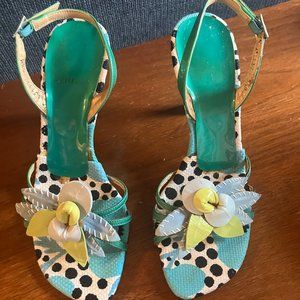 stuart weitzman delphina slingback shoes w/ floral detail